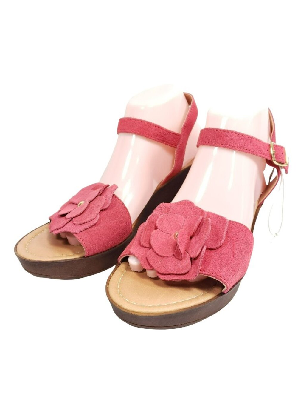 Mariella Wedge Heel Sandals Women's 8.5 Pink Faux Suede Leather